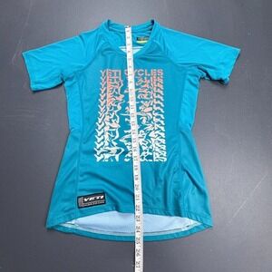 Yeti Cycles MTB Jersey Shirt Women's Small Blue Short Sleeve Graphic Trail Top